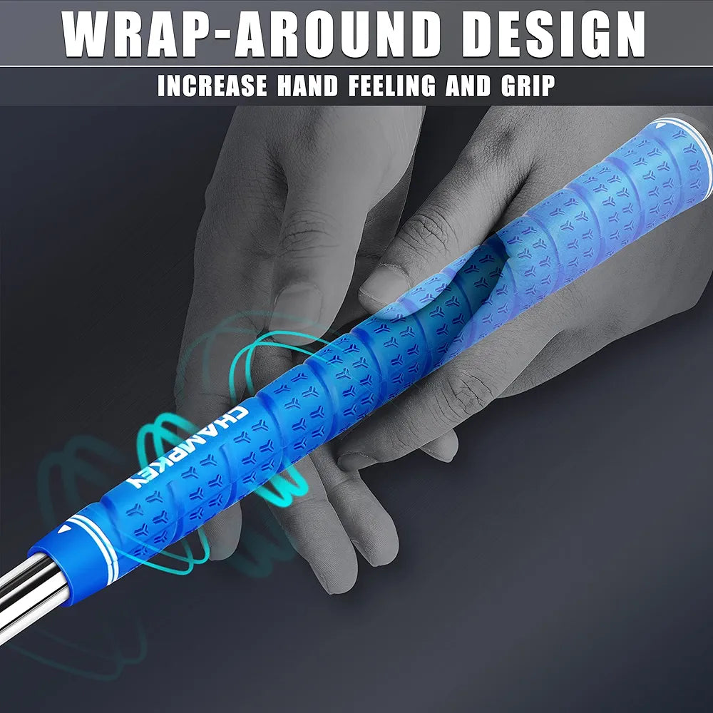 CHAMPKEY WRAP-Y Rubber Golf Grips 13 Pack Come with All Repair Kits - High Feedback and Traction Golf Club Grips