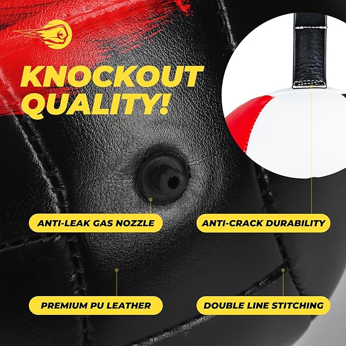 Boxerpoint Bag for Boxing - Premium Punching Bags - Durable PU Leather & Adjustable Cords Double Ended Punching Bag, Speed Bags for Adults & Kids, Boxing Equipment