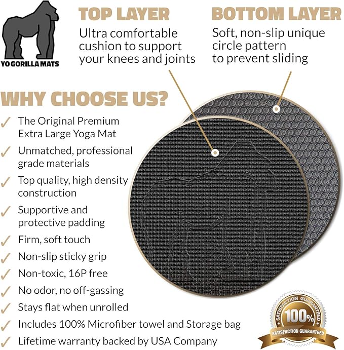 Gorilla Mats Premium Extra Large Yoga Mat – 9' x 6' x 8mm Extra