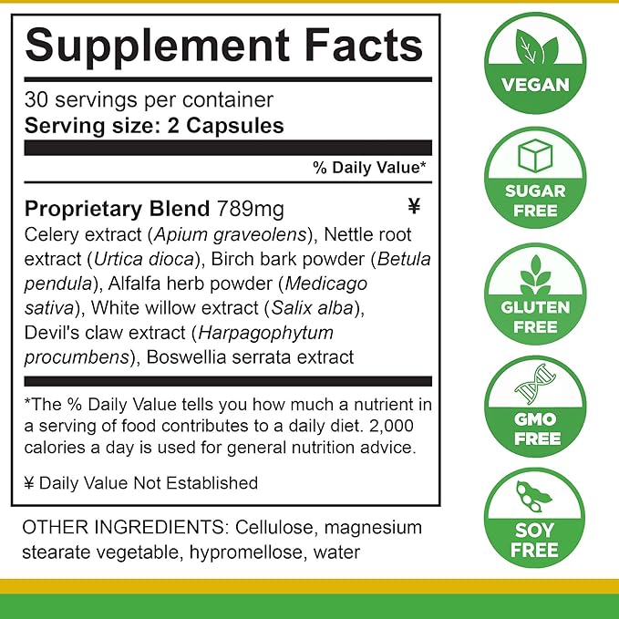 Lifetones Uric Acid Support - Herbal Joint Cleanse for Men and Women - Natural Remedy, Flexibility Boost - Non-GMO, Gluten-Free - 60 Vegan Vitamins