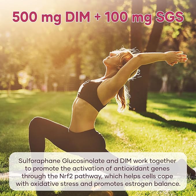 Liposomal DIM SGS Supplement 600 mg - DIM Supplement for Women & Men, Estrogen Supplements Contains Sulforaphane Glucosinolate, Pomegranate Fruit - Support Detox and Antioxidant (2 Pack)