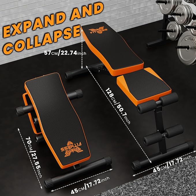 naspaluro Adjustable Weight Bench for Home Gym Foldable 880LB Incline 3-Sec Folding
