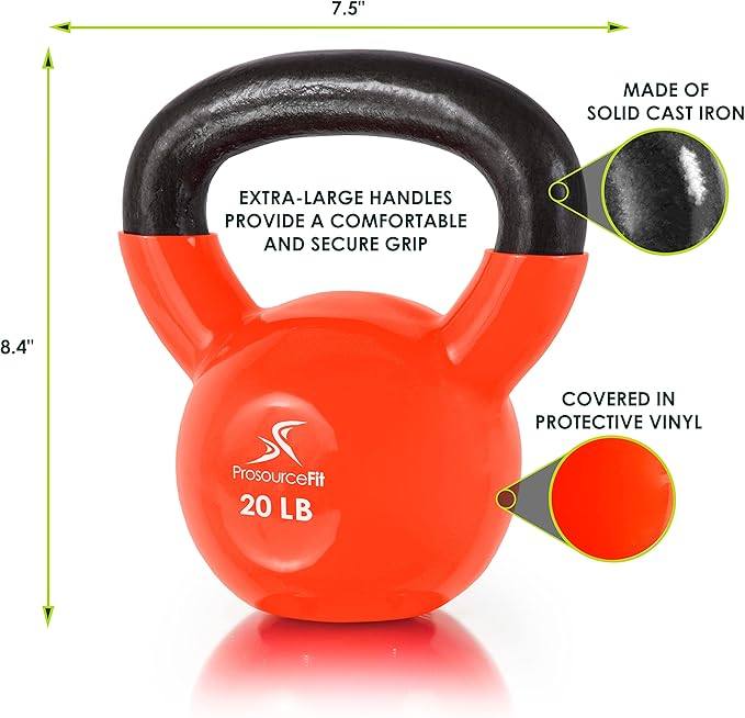 ProsourceFit Vinyl Coated Cast Iron Kettlebells for Full