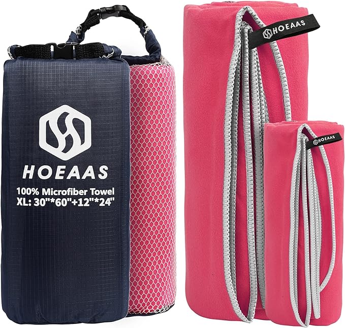 HOEAAS 2 Pack Microfiber Camping Towels