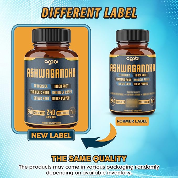 240 Capsules - 8 Month Supply - 7in1 Ashwagandha 8050mg - Combined with Fenugreek, Maca, Turmeric, Rhodiola, Ginger, and Black Pepper - Mood, Strength, Spirit and Energy Support Supplement
