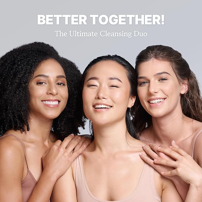Charcoal Double Cleansing Duo, Hydrating & Purifying, Pore and Blackhead Deep Cleanse, Glass Skin Facial Skincare