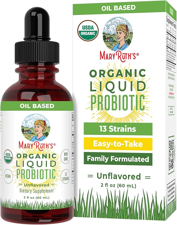 MaryRuth Organics USDA Organic Liquid Probiotic | Digestive Health | Probiotics for Women, Men, Kids | Acidophilus Probiotic | Vegan | Travel Friendly | 20 Servings