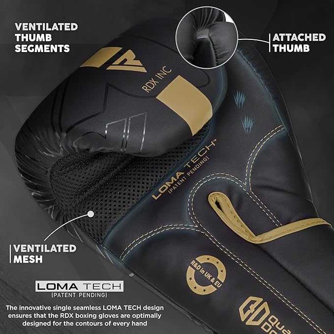 RDX Boxing Gloves, Pro Training Sparring, Maya Hide Leather, Muay Thai MMA Kickboxing, Men Women Adult, Heavy Punching Bag Focus Mitts Pads Workout, Ventilated Palm, Multi Layered, 8 10 12 14 16 18 Oz