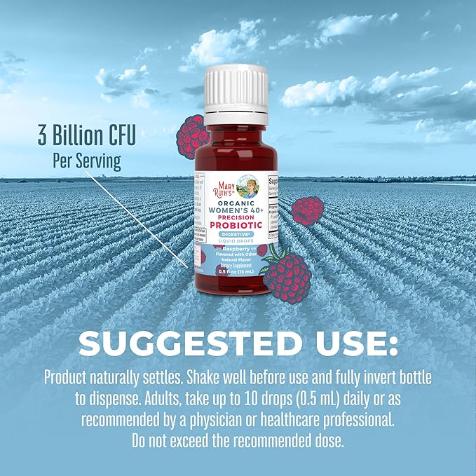MaryRuth Organics USDA Organic 40 Womens Probiotic Liquid Drops | Probiotics for Digestive Health | Stress-Related GI Issues | Occasional Gas Relief for Adults | Vegan | Dairy Free | 30 Servings