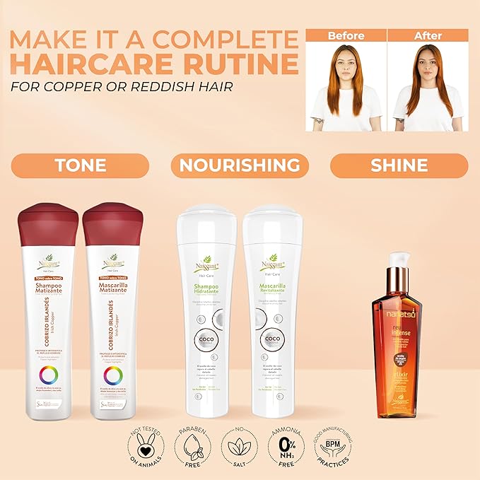 naissant Irish Copper Hair Toning Mask | Color Depositing | Moisturize, Refresh & Neutralize Brassy Tones | Paraben, Ammonia & Sulfate Free | Pro-Vitamin B5, Olive Oil & Honey (Cobrizo) 10.1 Fl Oz