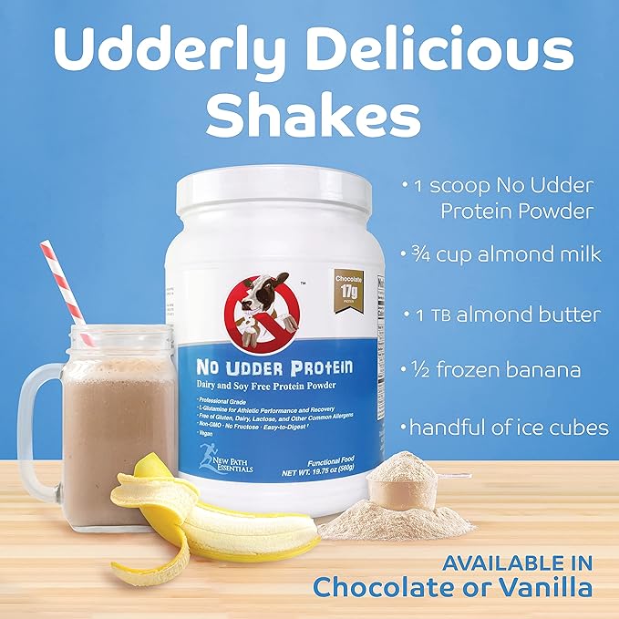No Udder Protein | Vegan Protein Powder | Soy Free Protein Powder | Chocolate | 17g Protein | 1lb