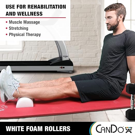 CanDo White PE Foam Rollers for Exercise 6" x 48"