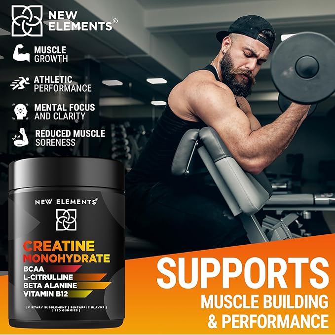 Creatine Monohydrate Gummies 5mg with BCAA L-Citrulline Beta Alanine & Vitamin B12 | The Ultimate Energy Booster