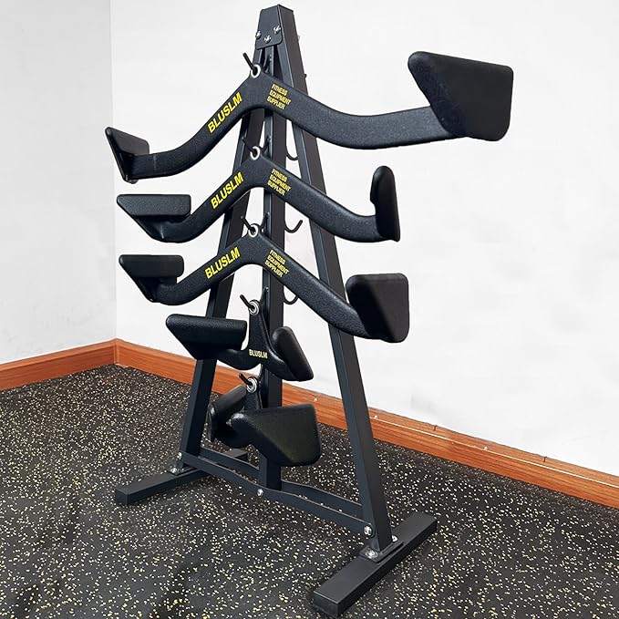 Gym Fitness LAT Pull Down Bar Storage Rack for Mag Grip - Heavy Duty A-Frame Stand for LAT Pulldown Attachments