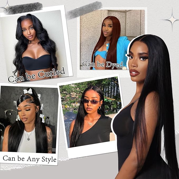 26inch 7x5 HD Lace Wear and Go Glueless Straight Wig Human Hair Pre-Plucke Pre-Cut Lace Glueless Wigs 200% Density No Glue Lace Front Closure Wig