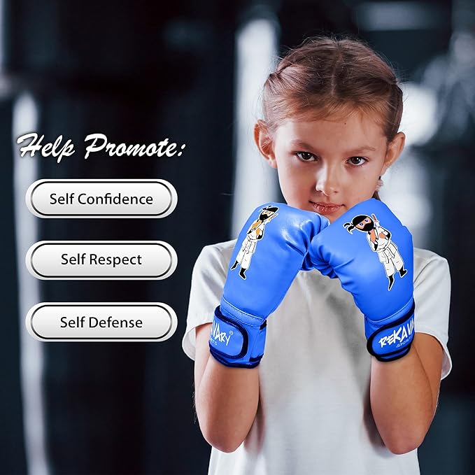 Punching Bag for Kids - 5' 3" Tall and Stable - Ninja Kids Inflatable Punching Bag Combo Kit with Kids Boxing Gloves, a Pump and Repair Kit. Boxing Bag for Immediate Bounce Back