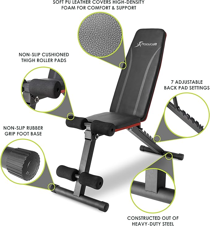 ProsourceFit Foldable & Adjustable Multi-Purpose Weight Bench Home