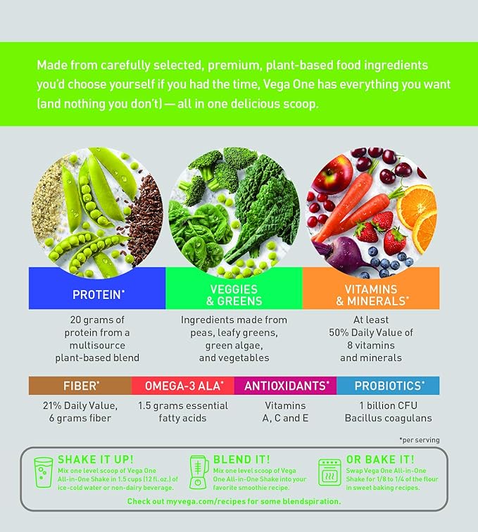 Vega One All-In-One Nutritional Shake Berry (20 Servings) - Plant Based Vegan Protein Powder, Non Dairy, Gluten Free, Non GMO, 30 Ounce (Pack of 1)