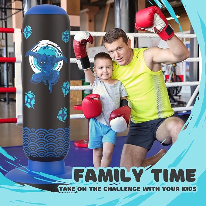 Punching Bag for Kids, Tall Larger 66’’ Inflatable Punching Bag Boxing Bag for Kids Teens, Punching Bag Set Toy with Gloves and Pump for Practicing Karate, Taekwondo