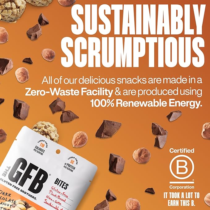 The Gluten Free Brothers Dark Chocolate Hazelnut Bites - Grain Free Protein Balls – Non GMO, Soy Free, Vegan – Paleo Friendly Snack Size Plant Based Protein Energy Balls, 4 oz (6 Count)