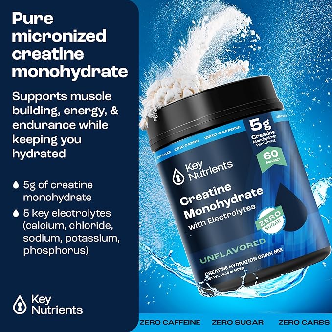 KEY NUTRIENTS Creatine Monohydrate, Creatine Monohydrate Powder, Creatine Powder, Unflavored Monohydrate Creatine, Micronized Creatine Monohydrate Micronized Creatine Sodium Powder Supplement