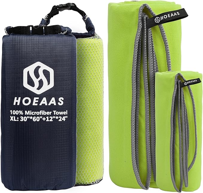 HOEAAS 2 Pack Microfiber Camping Towels