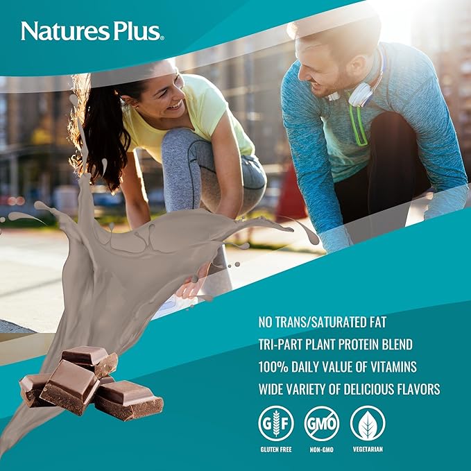 Natures Plus Simply Natural SPIRU-TEIN Shake - Unsweetened Chocolate - 0.82 lb Protein Powder- Meal Replacement - Natural Energy - Supports Diabetic Lifestyle - Vegetarian, 16 Servings