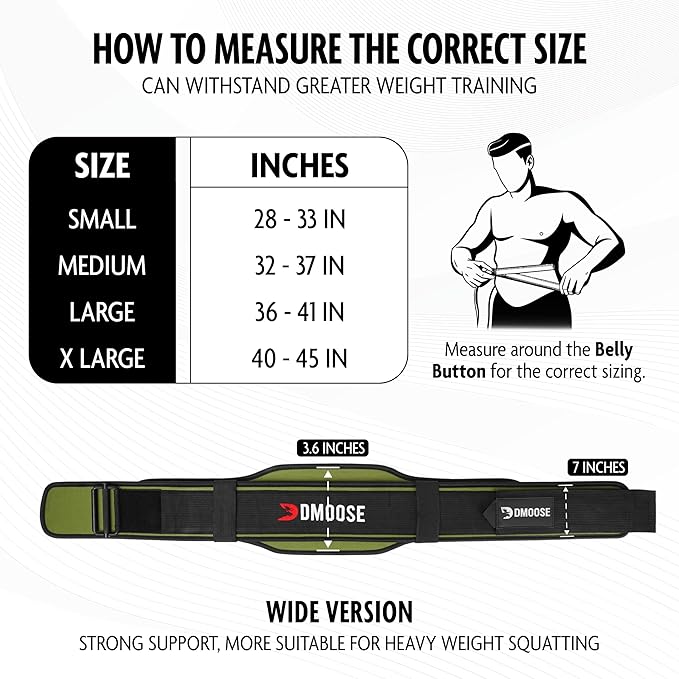DMoose Weight Lifting Belt for Men & Women 2 in 1 Adjustable 4" 6" 6" Width