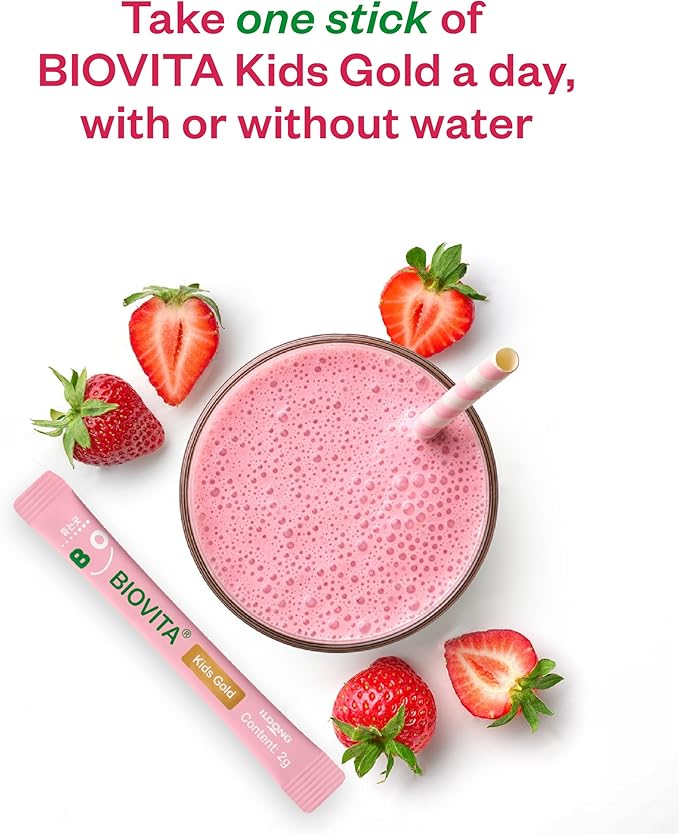 Kids Probiotics Powder (30 Sticks, 30 Days) - Support Healthy Immune & Digestive System, Strawberry Milk Flavor for Children 3-12. Bifidobacteria, Vitamin D, Zinc. Mouth-Dissolving Formula.