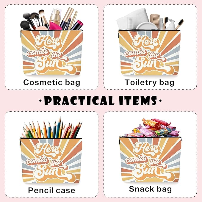 Boho Sunshine Inspirational Makeup Bag - Cosmetic Bag with Cute Yellow Accessories, Ideal Return Gift for Women