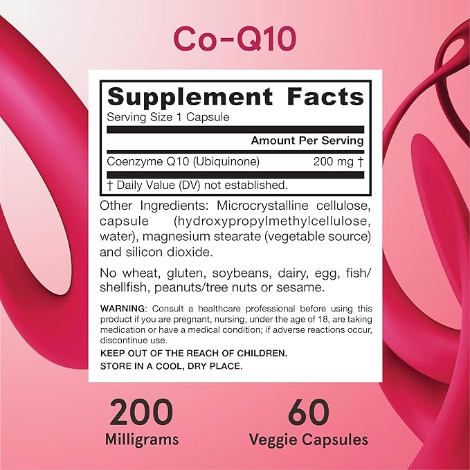 Jarrow Formulas Co-Q10, 200 mg, Antioxidant Support for Mitochondrial Health, Cellular Energy Production and Healthy Cardiovascular Function, 60 Veggie Capsules, 60 Day Supply