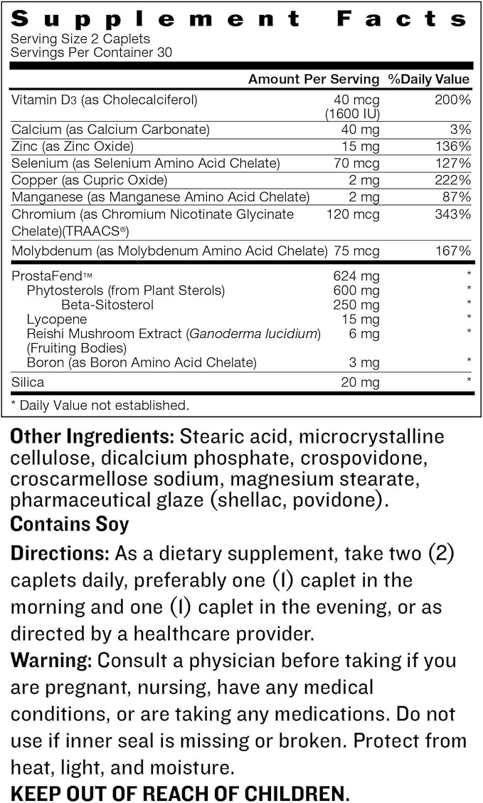 Advanced Prostate Supplement for Men – Reduce Bathroom Trips, Promote Sleep, Support Urinary Health & Bladder Emptying. Beta Sitosterol not Saw Palmetto. (60 Caplets, 1-Bottle)