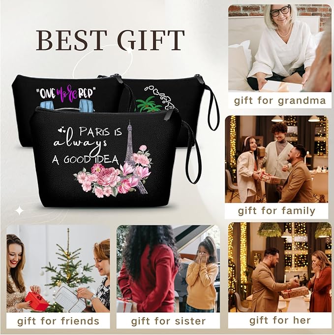 Paris Travel Gifts - Unique Cosmetic Bags for Women, Make Up Bag for Traveling for Her