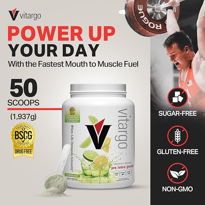 Vitargo Carbohydrate Powder | Feed Muscle Glycogen 2X Faster | 4.4 LB Lemon & Lime Pre Workout & Post Workout | Carb Supplement for Recovery, Endurance, Gain Muscle Mass