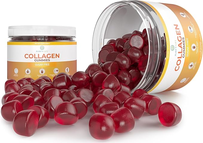 Sugar-Free Marine Collagen Gummies (90 Collagen Chews) Potent 500mg Collagen Gummy for Hair Growth, Healthier Skin & Nails, Pore Reducer & Elasticity Hydrolyzed, Gluten Free, Non-GMO, Orange Flavor