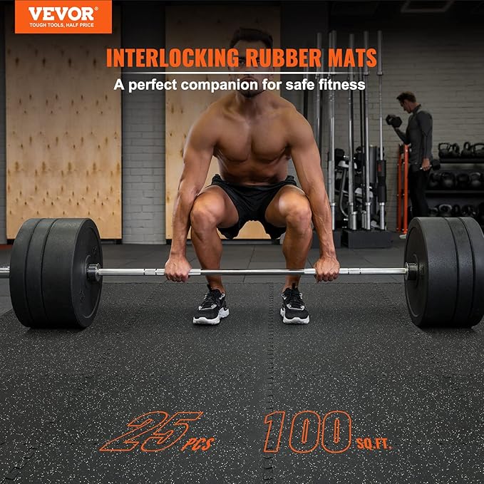 VEVOR 0.56Inch Thick Gym Floor Mats 25/12/6 Tiles