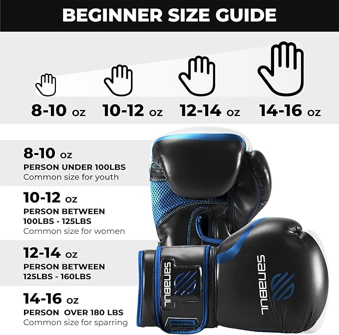 Sanabul Essential Gel Boxing Gloves for Men & Women, Kickboxing MMA, Muay Thai Gloves and Heavy Bag Training Punching & Sparring