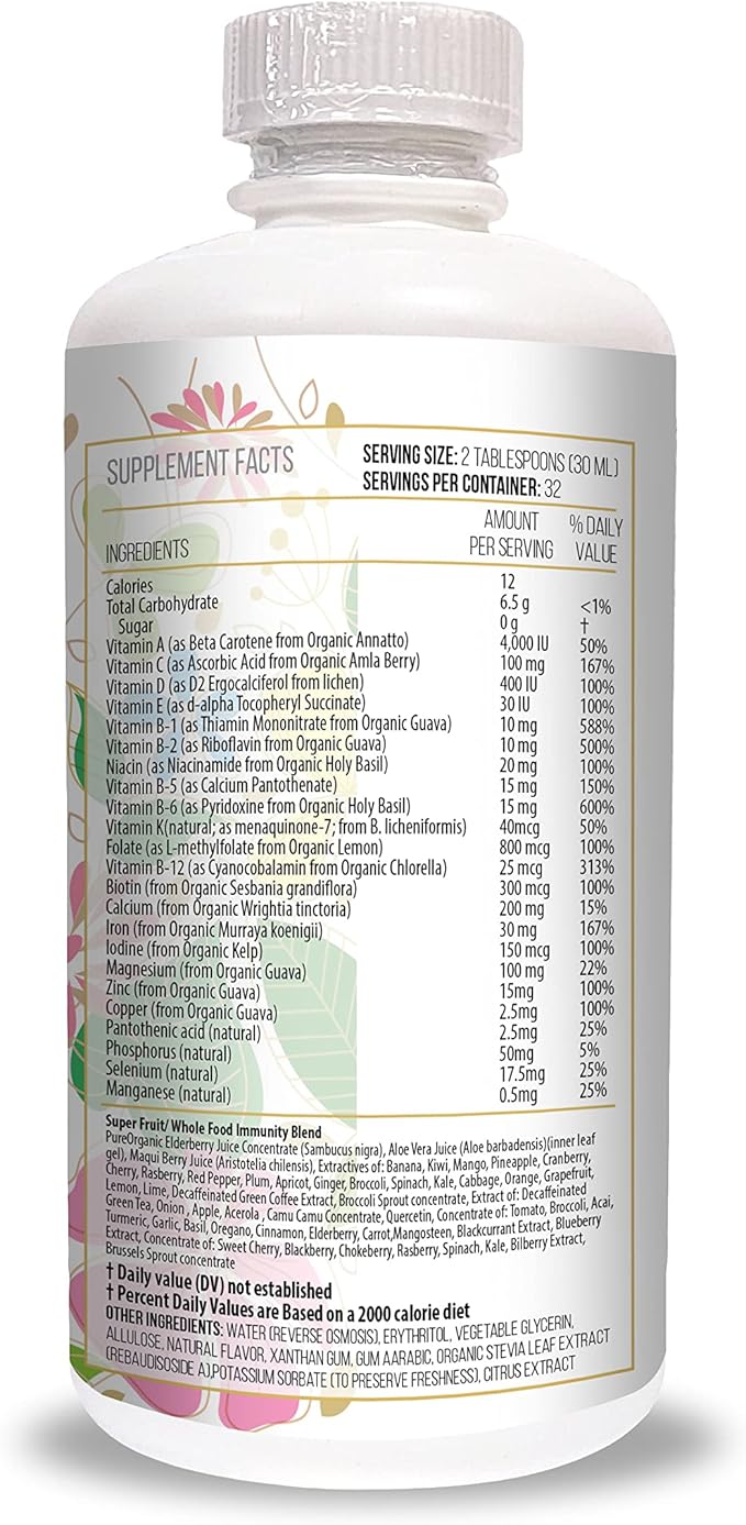 Actif Organic Bariatric Liquid Support With 25+ Organic Vitamins And Minerals For Bariatric Surgery, Advanced Formula, Non GMO, 32 Oz