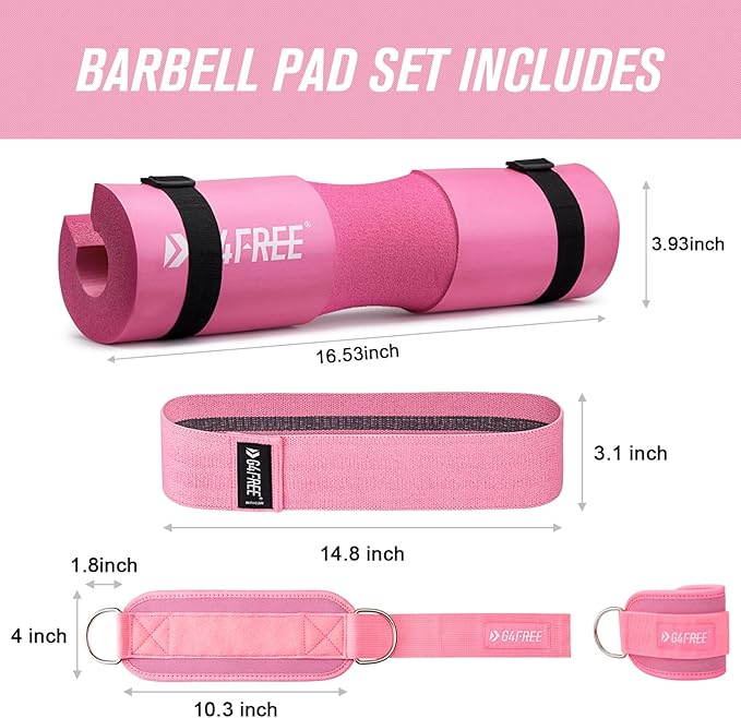 G4Free 7pcs Barbell Pad Set for Squat 2 Gym 3 Hip