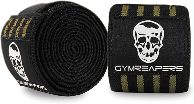 Gymreapers Knee Wraps for Squats and Powerlifting 72 Inch Compression Wraps with Strap for Men & Women Weightlifting Support