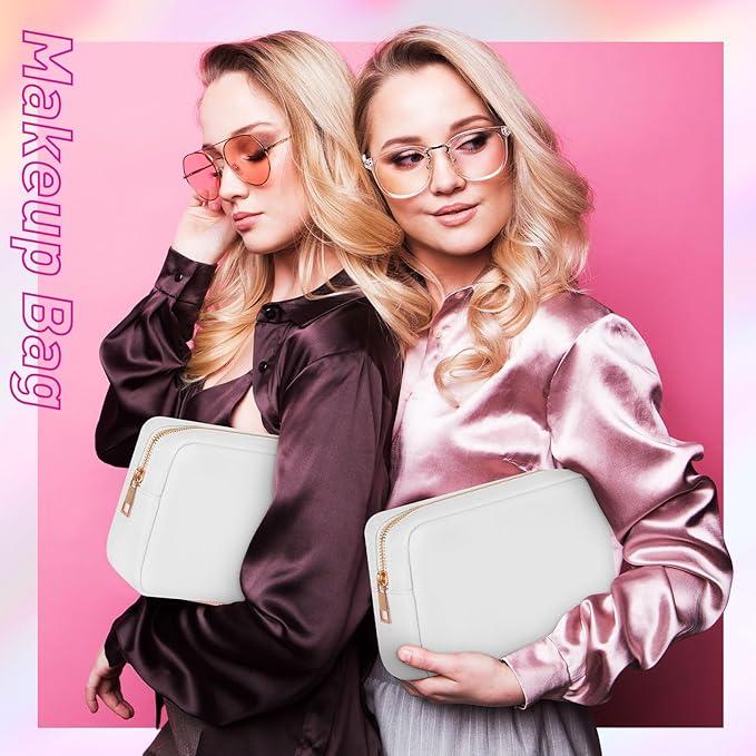 Sweetude 6 Pcs Nylon Makeup Bag Travel Nylon Pouch Zipper Cosmetic Bag for Purse Women Girls Organizer Makeup Pouch for Birthday Wedding Mother's Day Graduation Gifts(M,White)
