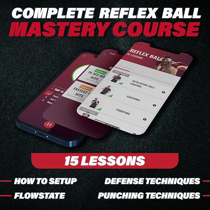 Boxing Reflex Ball with Punch Counter App - Improve Hand-Eye Coordination & Reaction Speed, Essential Boxing Equipment for Training, Adjustable Gear for Kids and Adults (Advanced)