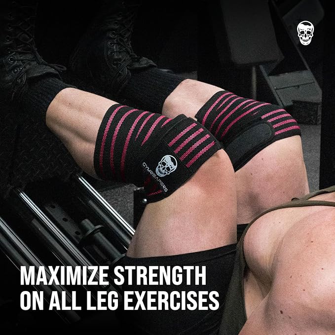 Gymreapers Knee Wraps for Squats and Powerlifting 72 Inch Compression Wraps with Strap for Men & Women Weightlifting Support