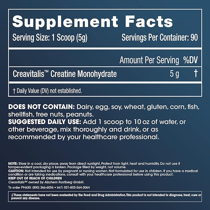 ProHealth Longevity Micronized Creatine. Pharmaceutical Grade Creatine Monohydrate is Easier on Kidneys. Supports Brain Function and Muscle Growth as You Age. 5 g/Serving, 90 Servings, 3 Month Supply
