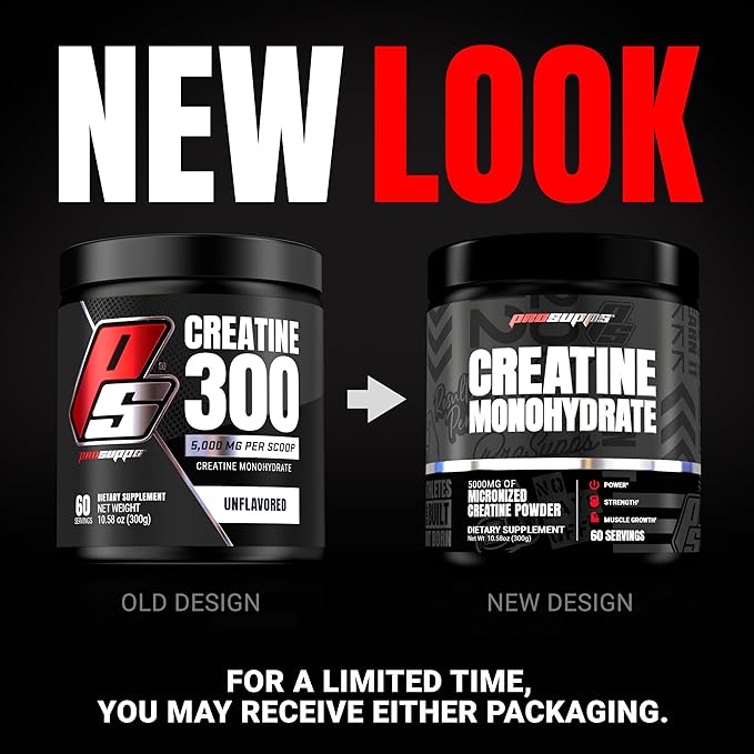 PROSUPPS Creatine Monohydrate Powder 300g, 100% Pharmaceutical Grade Micronized 5,000mg Creatine Monohydrate, 60 Servings