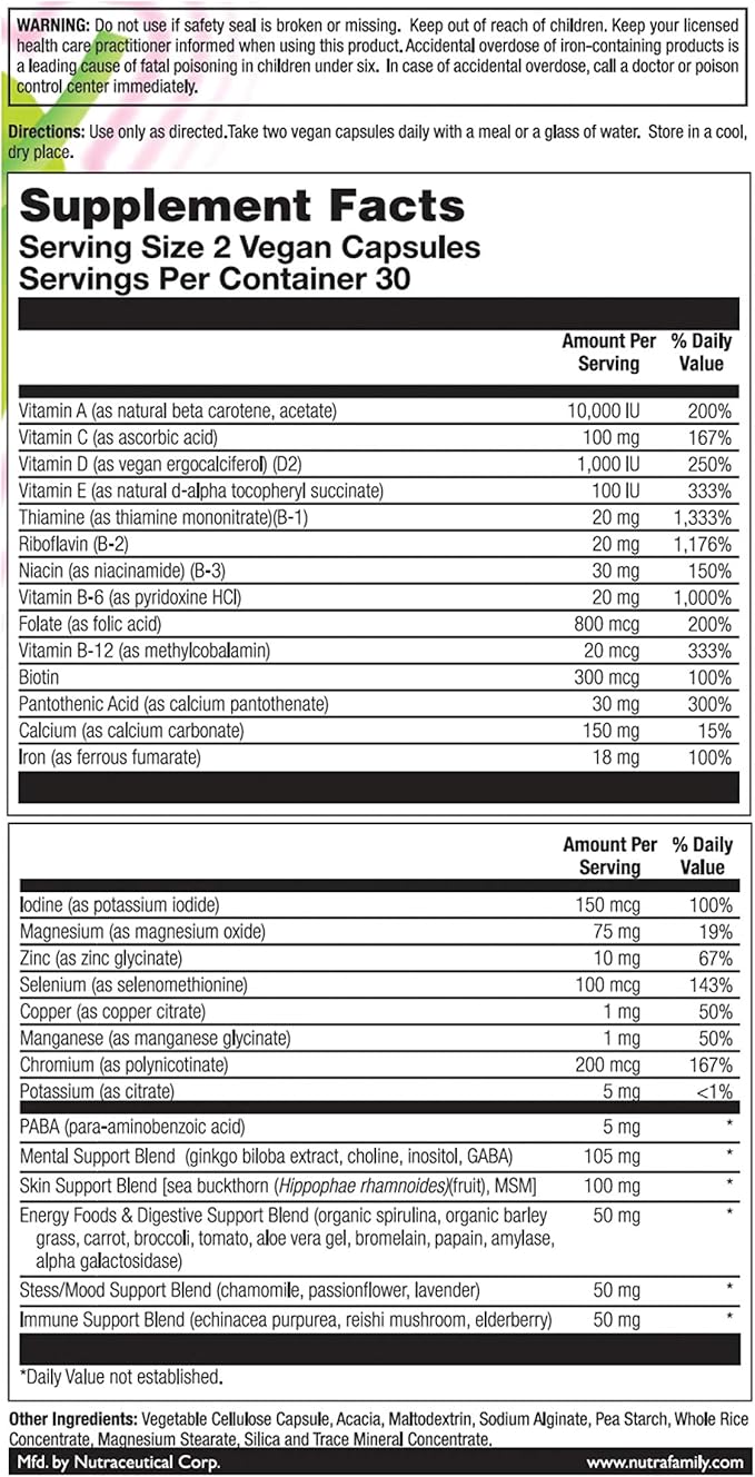 Veglife Vital Teen Girls Multiple Veg Cap, 60 Count