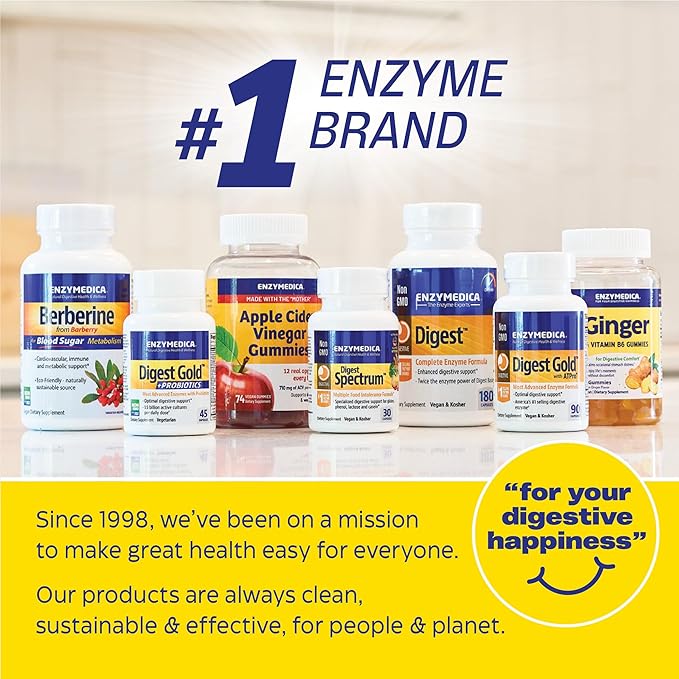 Enzymedica Digest Gold + ATPro Maximum Strength Digestive Enzymes | Prevents Bloating Gas & Indigestion, Natural Digestion Support, Multi Enzyme Amylase, Protease, Lipase & Lactase, 90 Capsules