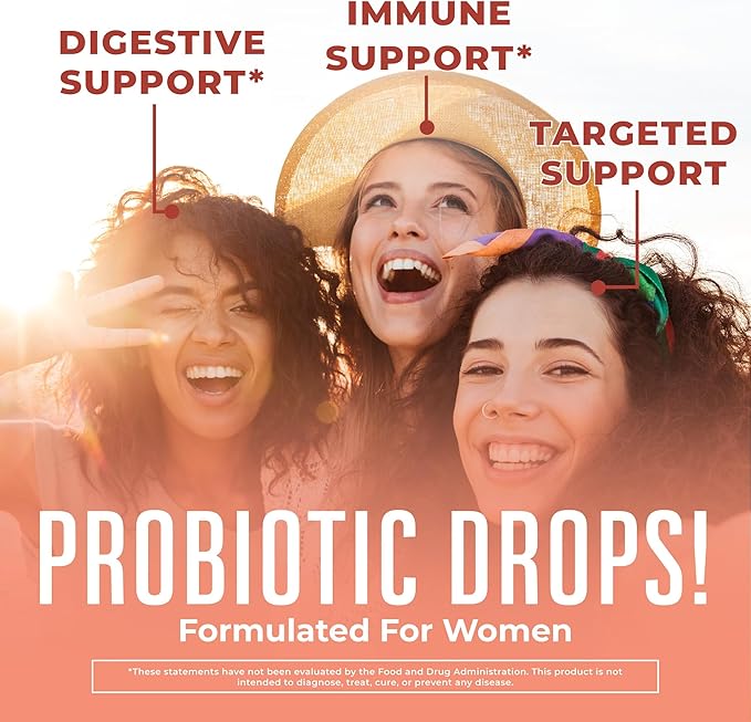 MaryRuth Organics USDA Organic Womens Probiotic Liquid Drops for Digestive Health | Targeted Support for Women | Four Probiotic Blend | Women's Wellness | Dairy Free | 30 Servings
