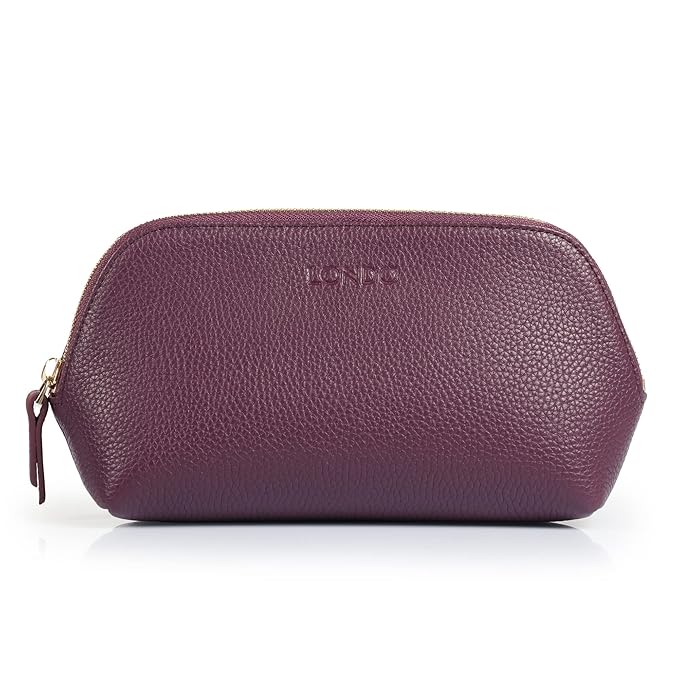 Genuine Leather Makeup Bag Cosmetic Pouch Travel Organizer Toiletry Clutch