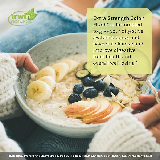 Irwin Naturals Extra Strength Colon Flush, with Acai, Slippery Elm, and Psyllium | 60 Liquid Soft-Gels